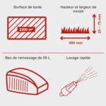 Tondeuse à gazon thermique hybride, 224 cm³, coupe 56 cm, bac 65 L