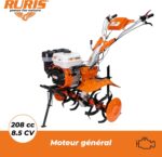 Motoculteur thermique RURIS 731FR 8,5 CV 208 cm³, largeur 560–830 mm