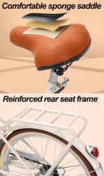 Vélo de ville hybride adulte 6 vitesses cadre acier, charge 150 kg, porte-bagages
