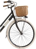 Vélo de ville vintage 28 pouces 6 vitesses cadre aluminium, Shimano TX50, panier et sacoches