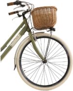 Vélo de ville vintage 28 pouces 6 vitesses cadre aluminium, Shimano TX50, panier et sacoches