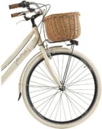 Vélo de ville vintage 28 pouces 6 vitesses cadre aluminium, Shimano TX50, panier et sacoches