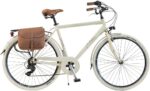 Vélo de ville vintage aluminium 28 pouces, 6 vitesses, 700×35, sacoches