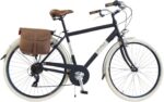 Vélo de ville vintage aluminium 28 pouces, 6 vitesses, 700×35, sacoches