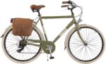 Vélo de ville vintage aluminium 28 pouces, 6 vitesses, 700×35, sacoches