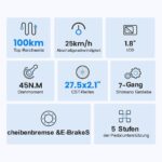 Vélo électrique Touroll J1 ST 27,5 pouces 250 W batterie 15,6 Ah