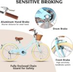 Vélo enfant rétro 18 pouces Vintage avec panier osier, stabilisateurs, freins avant/arrière