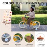 Vélo enfant rétro 18 pouces Vintage avec panier osier, stabilisateurs, freins avant/arrière