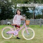 Vélo enfant rétro 18 pouces Vintage avec panier osier, stabilisateurs, freins avant/arrière