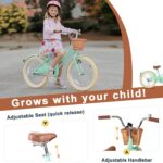 Vélo enfant rétro 18 pouces Vintage avec panier osier, stabilisateurs, freins avant/arrière