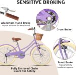 Vélo enfant rétro 18 pouces Vintage avec panier osier, stabilisateurs, freins avant/arrière