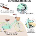 Vélo enfant rétro 18 pouces Vintage avec panier osier, stabilisateurs, freins avant/arrière