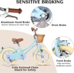 Vélo enfant rétro 18 pouces Vintage avec panier osier, stabilisateurs, freins avant/arrière