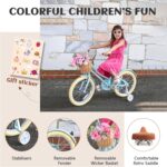 Vélo enfant rétro 18 pouces Vintage avec panier osier, stabilisateurs, freins avant/arrière