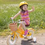 Vélo enfant rétro 18 pouces Vintage avec panier osier, stabilisateurs, freins avant/arrière