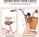 Vélo enfant rétro 18 pouces Vintage avec panier osier, stabilisateurs, freins avant/arrière