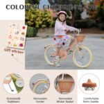 Vélo enfant rétro 18 pouces Vintage avec panier osier, stabilisateurs, freins avant/arrière