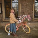 Vélo enfant rétro 18 pouces Vintage avec panier osier, stabilisateurs, freins avant/arrière