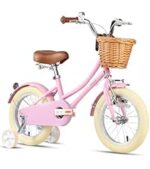 Vélo enfant rétro 18 pouces Vintage avec panier osier, stabilisateurs, freins avant/arrière