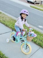 Vélo enfant rétro 18 pouces Vintage avec panier osier, stabilisateurs, freins avant/arrière