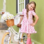 Vélo enfant rétro 18 pouces Vintage avec panier osier, stabilisateurs, freins avant/arrière