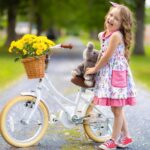 Vélo enfant rétro 18 pouces Vintage avec panier osier, stabilisateurs, freins avant/arrière