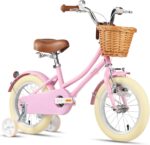 Vélo enfant rétro 18 pouces Vintage avec panier osier, stabilisateurs, freins avant/arrière