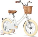 Vélo enfant rétro 18 pouces Vintage avec panier osier, stabilisateurs, freins avant/arrière