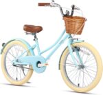 Vélo enfant rétro 18 pouces Vintage avec panier osier, stabilisateurs, freins avant/arrière