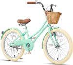 Vélo enfant rétro 18 pouces Vintage avec panier osier, stabilisateurs, freins avant/arrière