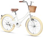 Vélo enfant rétro 18 pouces Vintage avec panier osier, stabilisateurs, freins avant/arrière