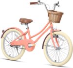 Vélo enfant rétro 18 pouces Vintage avec panier osier, stabilisateurs, freins avant/arrière