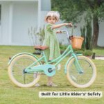 Vélo enfant rétro 18 pouces Vintage avec panier osier, stabilisateurs, freins avant/arrière