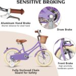 Vélo enfant rétro 18 pouces Vintage avec panier osier, stabilisateurs, freins avant/arrière