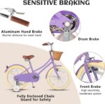 Vélo enfant rétro 18 pouces Vintage avec panier osier, stabilisateurs, freins avant/arrière