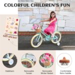 Vélo enfant rétro 18 pouces Vintage avec panier osier, stabilisateurs, freins avant/arrière