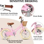 Vélo enfant rétro 18 pouces Vintage avec panier osier, stabilisateurs, freins avant/arrière