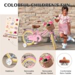 Vélo enfant rétro 18 pouces Vintage avec panier osier, stabilisateurs, freins avant/arrière