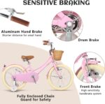 Vélo enfant rétro 18 pouces Vintage avec panier osier, stabilisateurs, freins avant/arrière