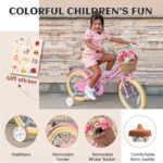 Vélo enfant rétro 18 pouces Vintage avec panier osier, stabilisateurs, freins avant/arrière