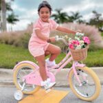 Vélo enfant rétro 18 pouces Vintage avec panier osier, stabilisateurs, freins avant/arrière