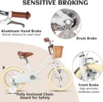 Vélo enfant rétro 18 pouces Vintage avec panier osier, stabilisateurs, freins avant/arrière