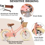 Vélo enfant rétro 18 pouces Vintage avec panier osier, stabilisateurs, freins avant/arrière