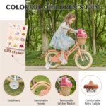 Vélo enfant rétro 18 pouces Vintage avec panier osier, stabilisateurs, freins avant/arrière