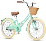 Vélo enfant rétro 18 pouces Vintage avec panier osier, stabilisateurs, freins avant/arrière