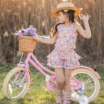 Vélo enfant rétro 18 pouces Vintage avec panier osier, stabilisateurs, freins avant/arrière