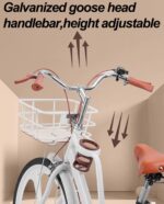 Vélo hybride femme 7 vitesses cadre bas acier, panier avant, porte-bagages