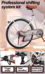 Vélo hybride femme 7 vitesses cadre bas acier, panier avant, porte-bagages