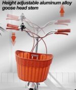 Vélo hybride urbain 6 vitesses avec panier avant, porte-bagages, freins V-brake/tambour