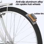 Vélo hybride urbain 6 vitesses avec panier avant, porte-bagages, freins V-brake/tambour